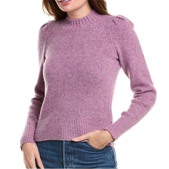 Faherty Lavender Boone Merino Wool Blend Puff Sleeve Sweater S - Picture 10 of 12